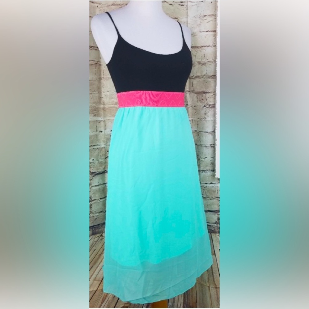 NWT Mint Chiffon 2 Layer Midi Skirt Pink Elastic Waist Band